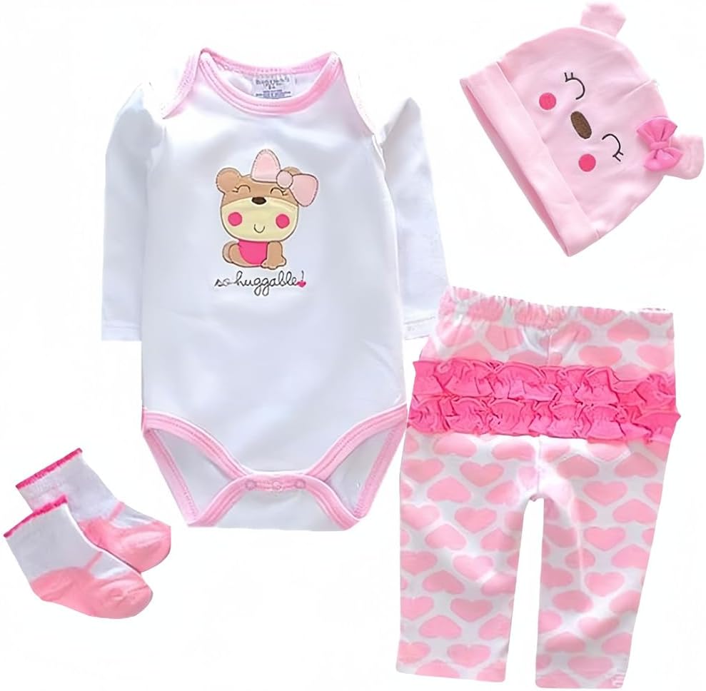 OYESY Reborn Baby Doll Pink Outfit 4pcs Set