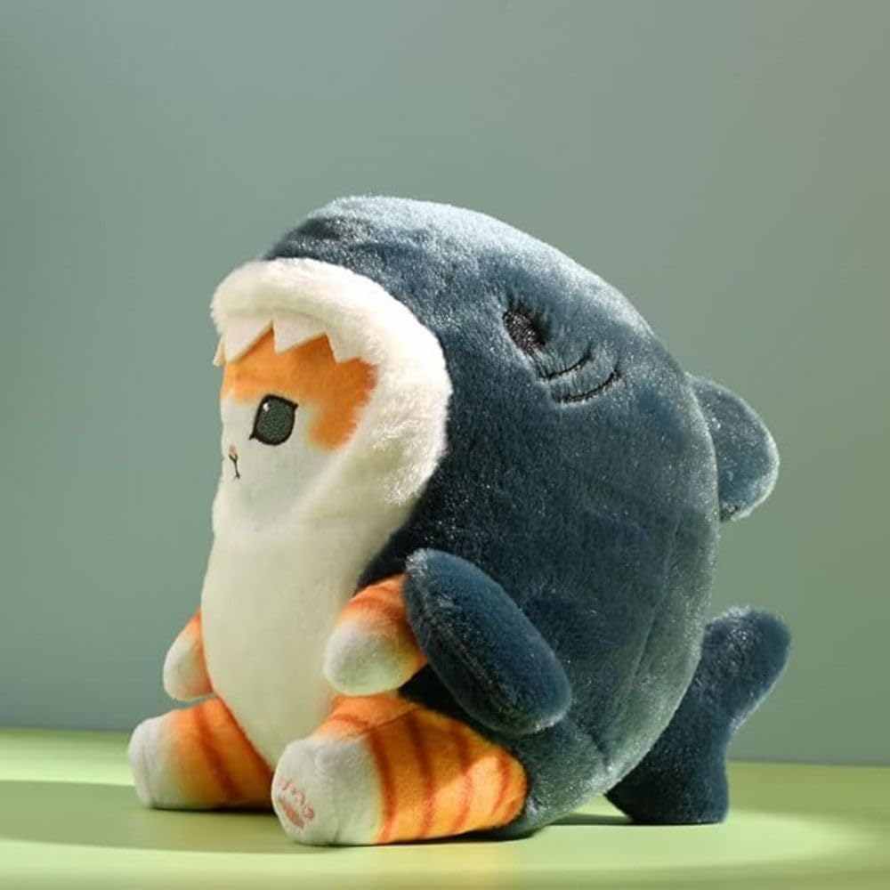 Shark Cat Plush Toy Cute Kawaii Stuffed Animal Pillow Blue 8inch