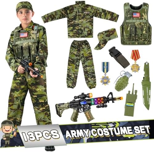 Metemot Kids Army Costume Set for Halloween