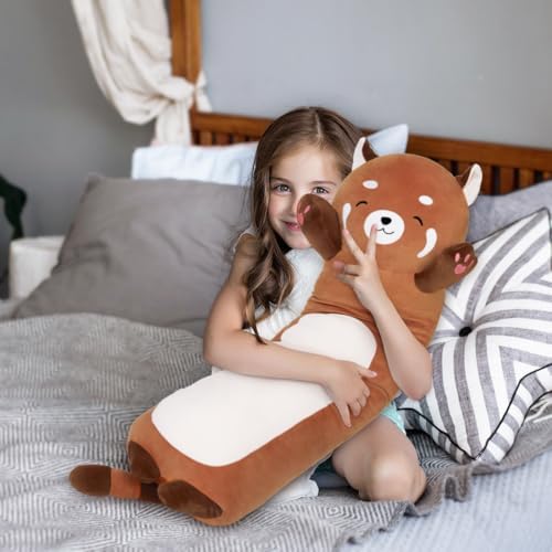 Yeqivo Cute Long Raccoon Plush Pillow Soft Hugging Toy Orange 1968Inch50cm