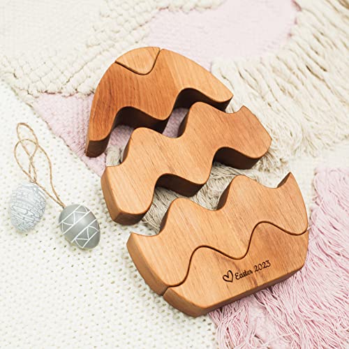 Personalized Wooden Bunny Stacker Egg Toy for Toddler