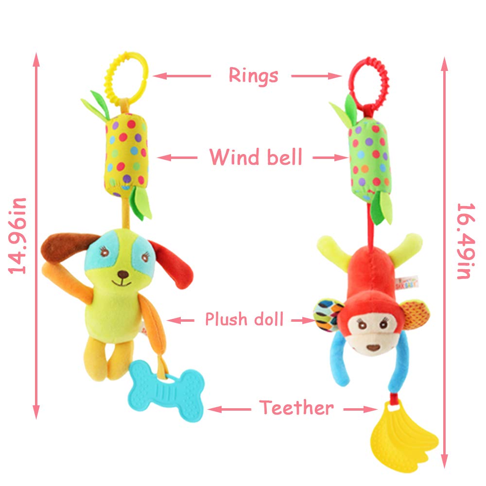 Joyshare 4PCS Baby Hanging Rattle Toy with Crinkle Sound