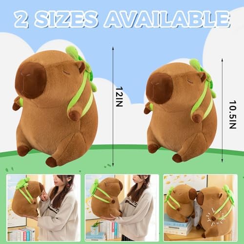 Capybara Plush Stuffed Animal with Turtle Backpack 9 Inch