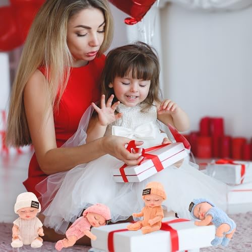 4 Inch Realistic Baby Dolls with Animal Clothes 4PCS