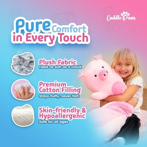 Cuddle Paws Big Pig Plush Pillow Soft Snug for Kids