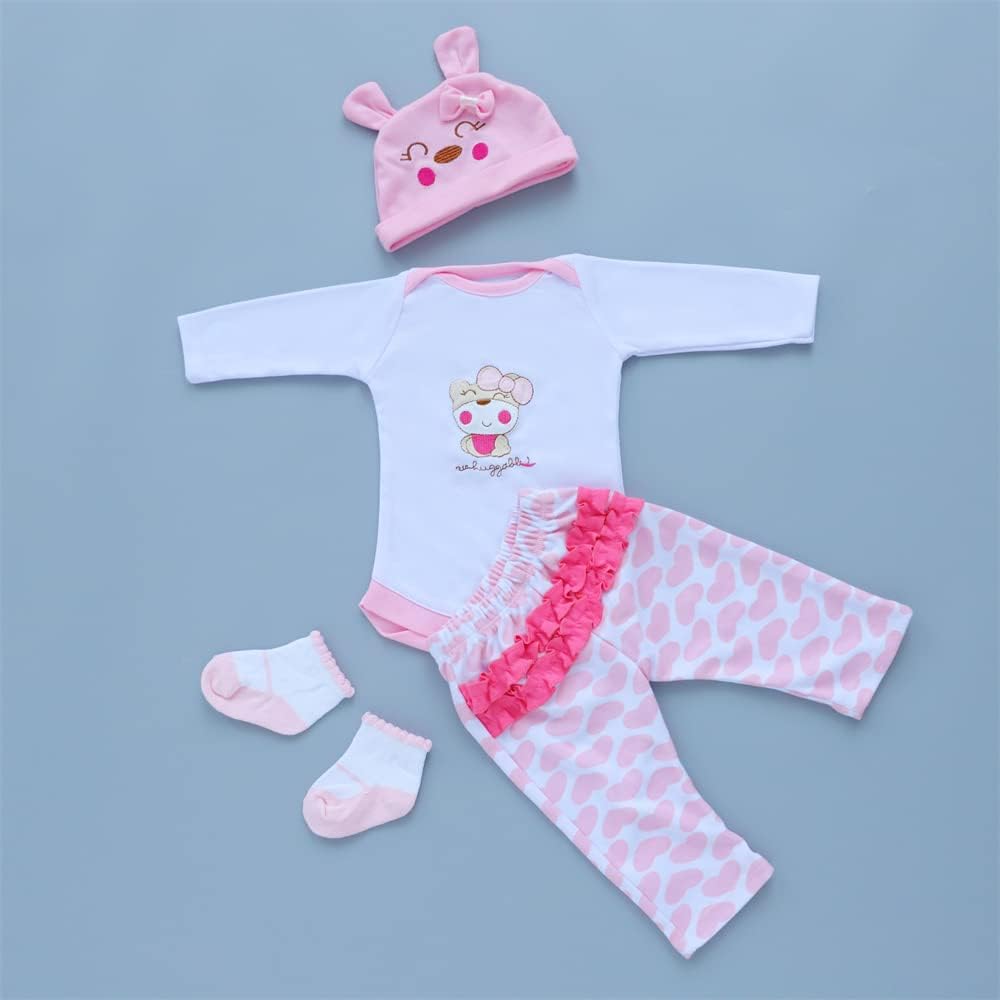 OYESY Reborn Baby Doll Pink Outfit 4pcs Set