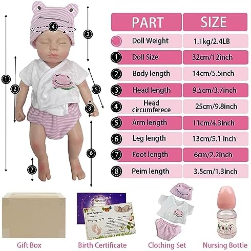 OtardDolls 33cm Realistic Solid Silicone Reborn Baby Doll