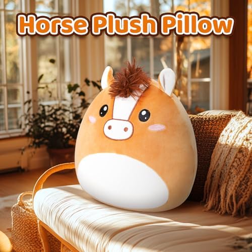 Athionsu 12-Inch Plush Horse Pillow Cuddly Toy