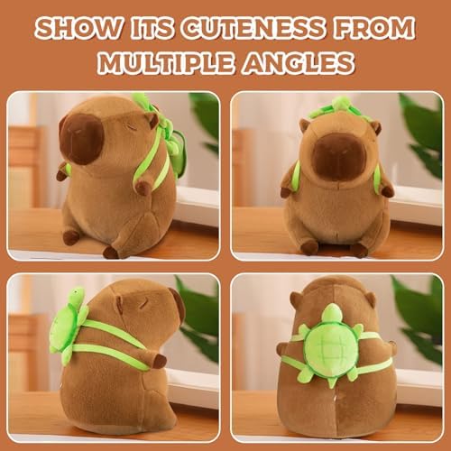 Capybara Plush Stuffed Animal with Turtle Backpack 9 Inch