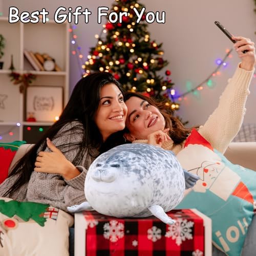 SQEQE Chubby Seal Pillow with 4 Baby Seal Plushies