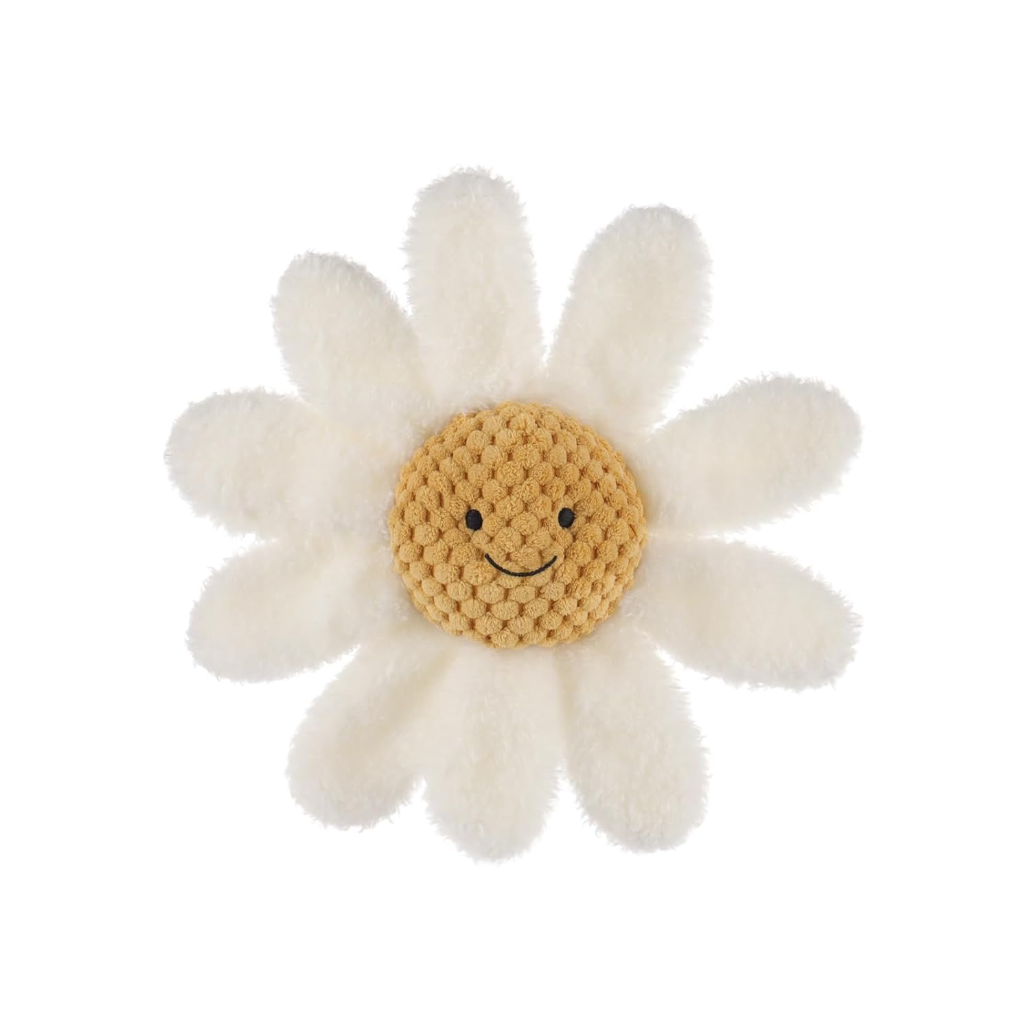 Apricot Lamb Soft Rattle Toy with White Daisy Design
