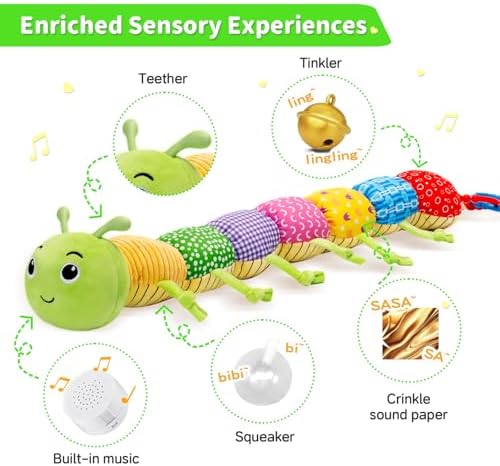 PADONISE Musical Plush Stuffed Animal Toy for Newborns 0-12 Months