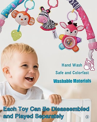 PauHami1ton Baby Mobile with Hanging Toys - Pink Zebra Design