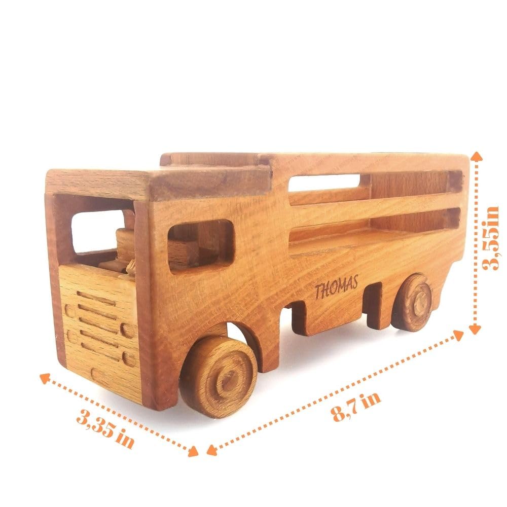 Personalized Wooden Truck Toy for 1-3 Year Old Boys