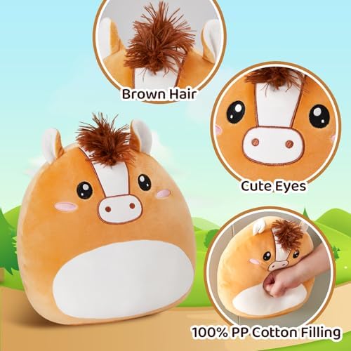 Athionsu 12-Inch Plush Horse Pillow Cuddly Toy