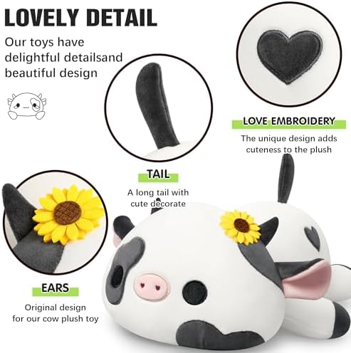 Onsoyours 12 Sunflower Cow Plush Pillow Toy