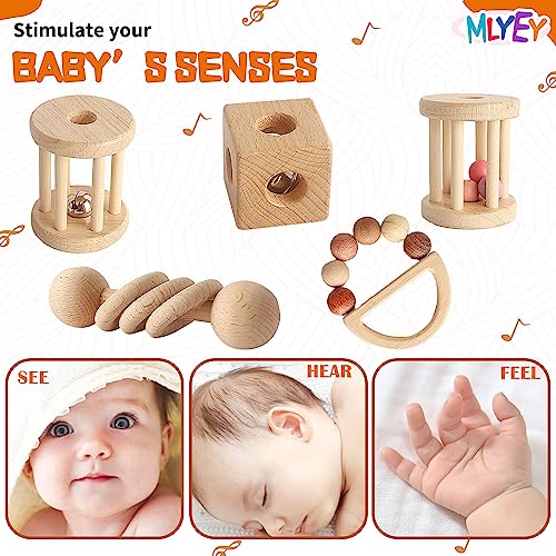 MLYEY Wooden Baby Toy Set 8pcs Montessori Toys for Infants