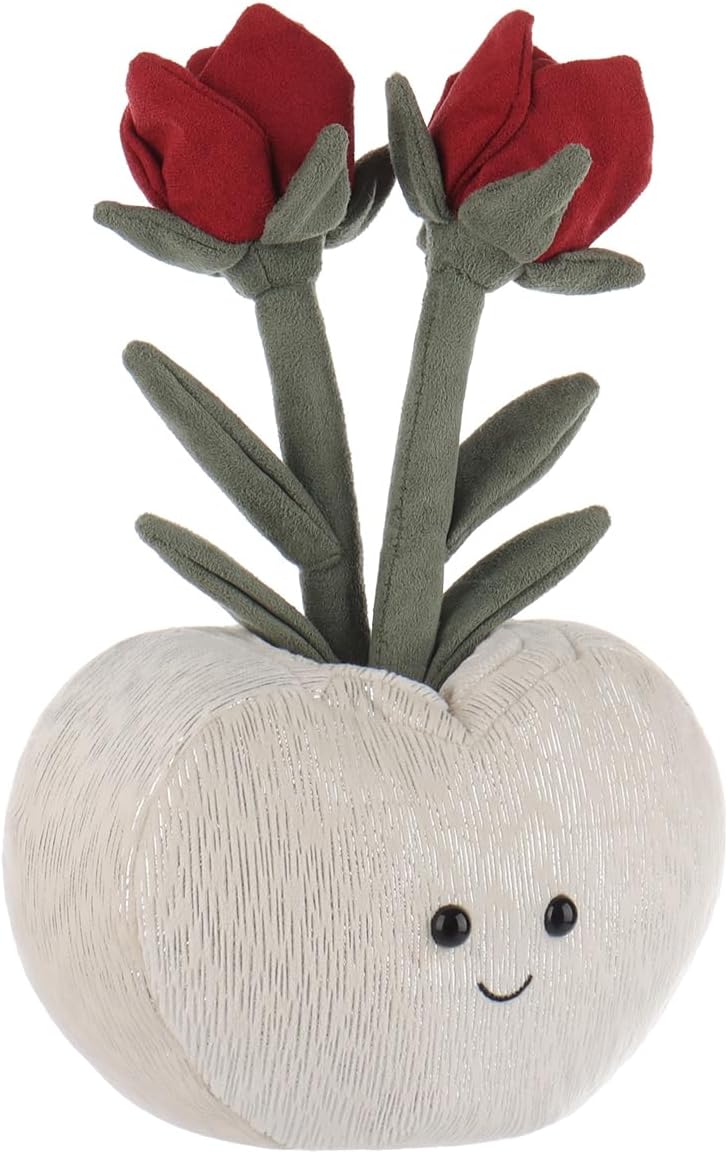 Apricot Lamb Love Shaped Rose Vase Plush Toy