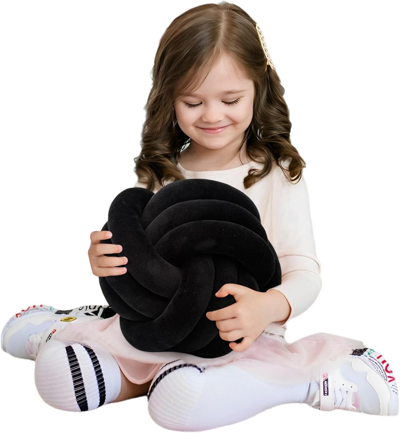 KEBAIHUA Knot Ball Pillow Handmade Plush Throw Cushion for Kids Room 1