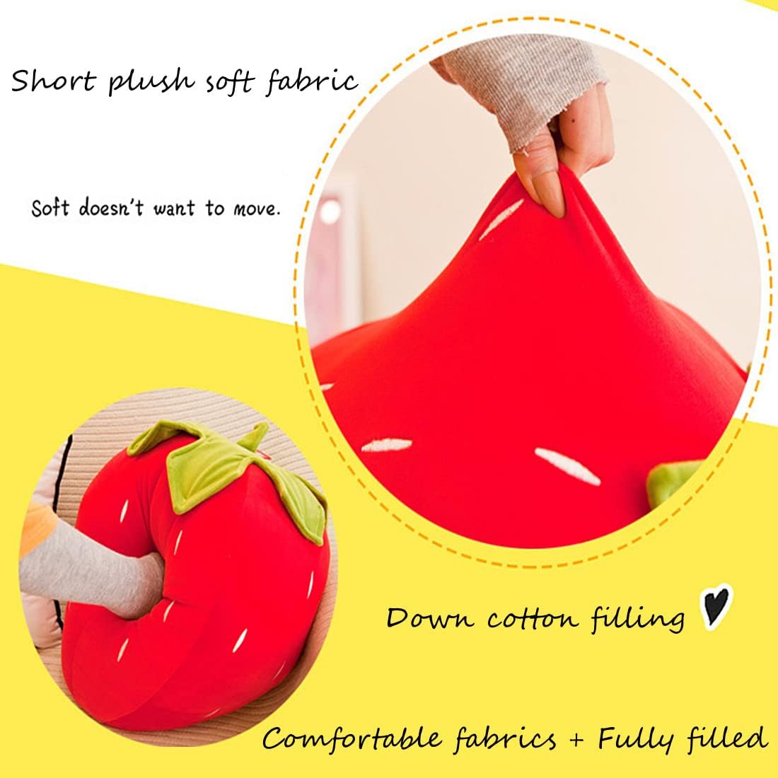 Cute Fruit Strawberry Plush Pillow for Kids - Soft Red 78 Inches