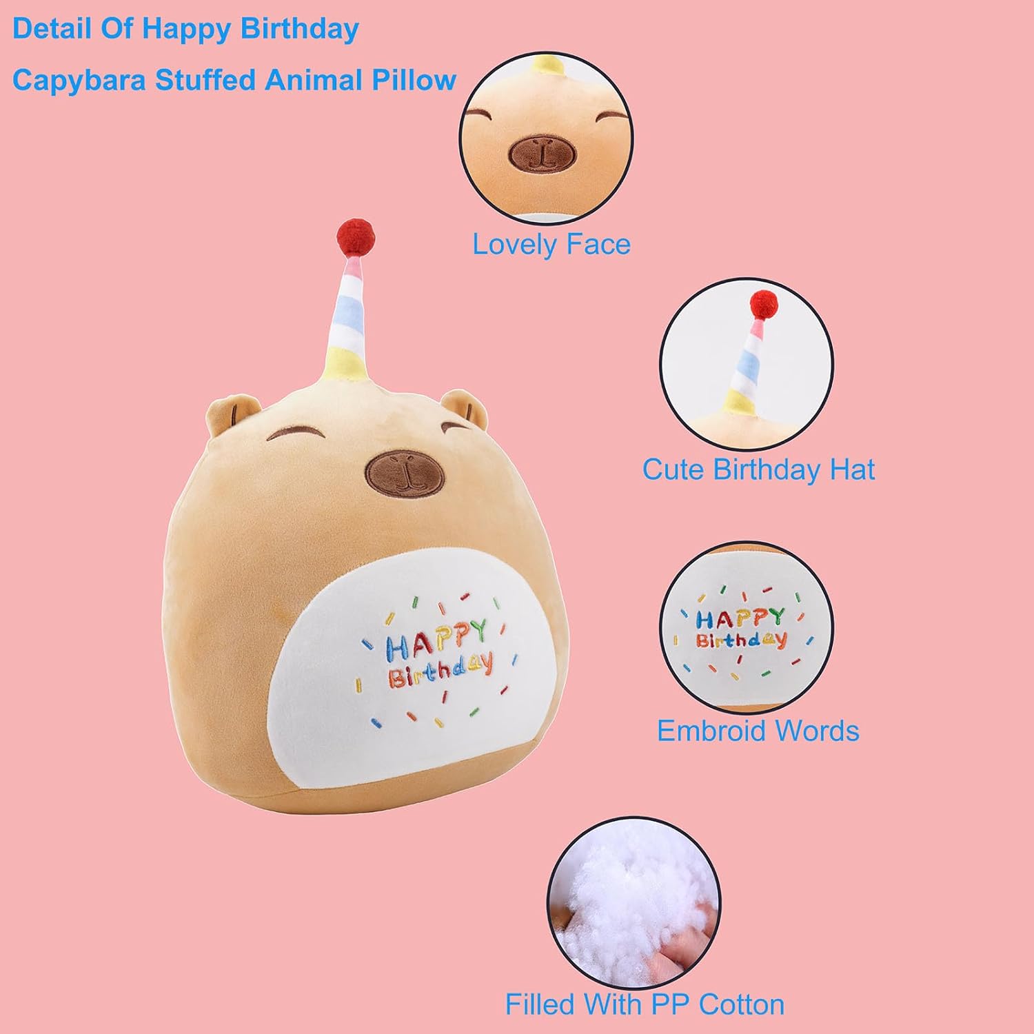 16 Inch Plush Brown Capybara Hugging Pillow