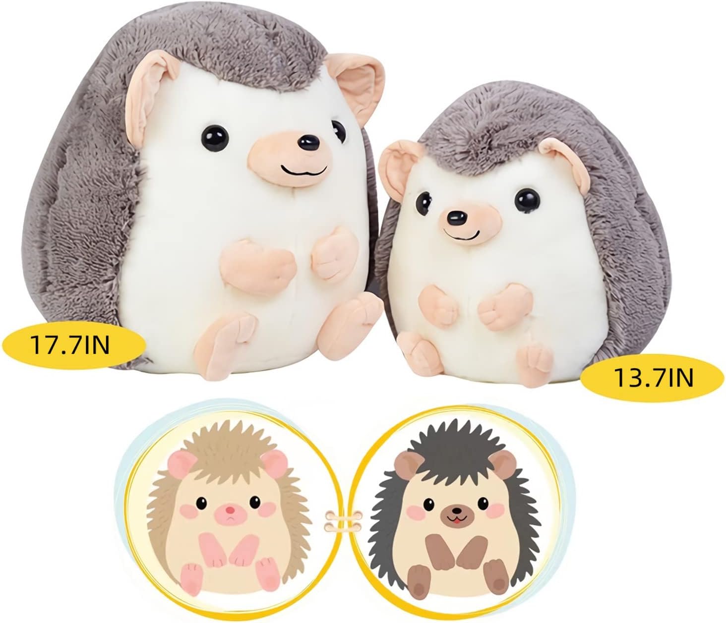 Cute Hedgehog Plush Pillow - Gray 137 Inch Cuddly Toy