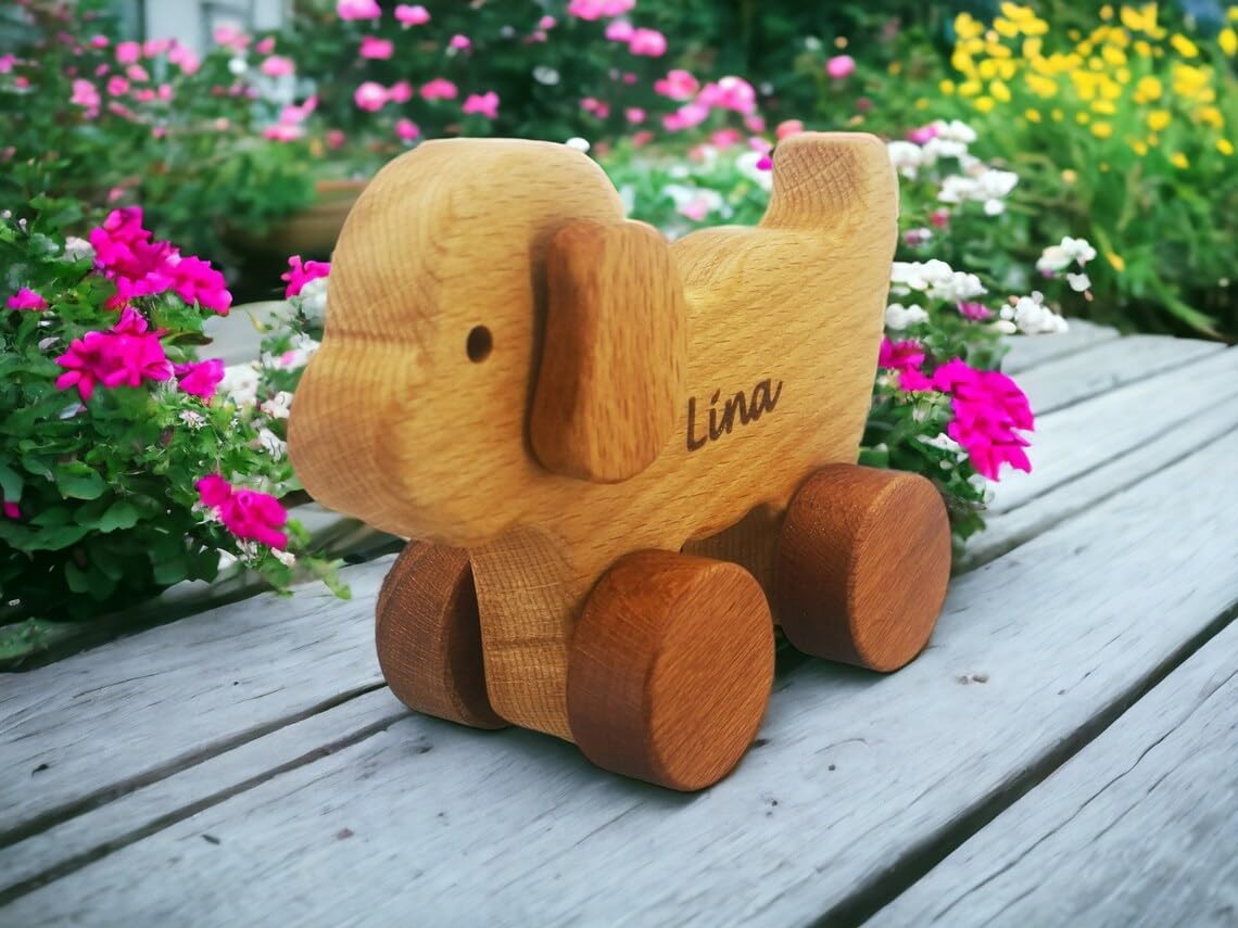 Personalized Wooden Dog Toy For Baby Boy