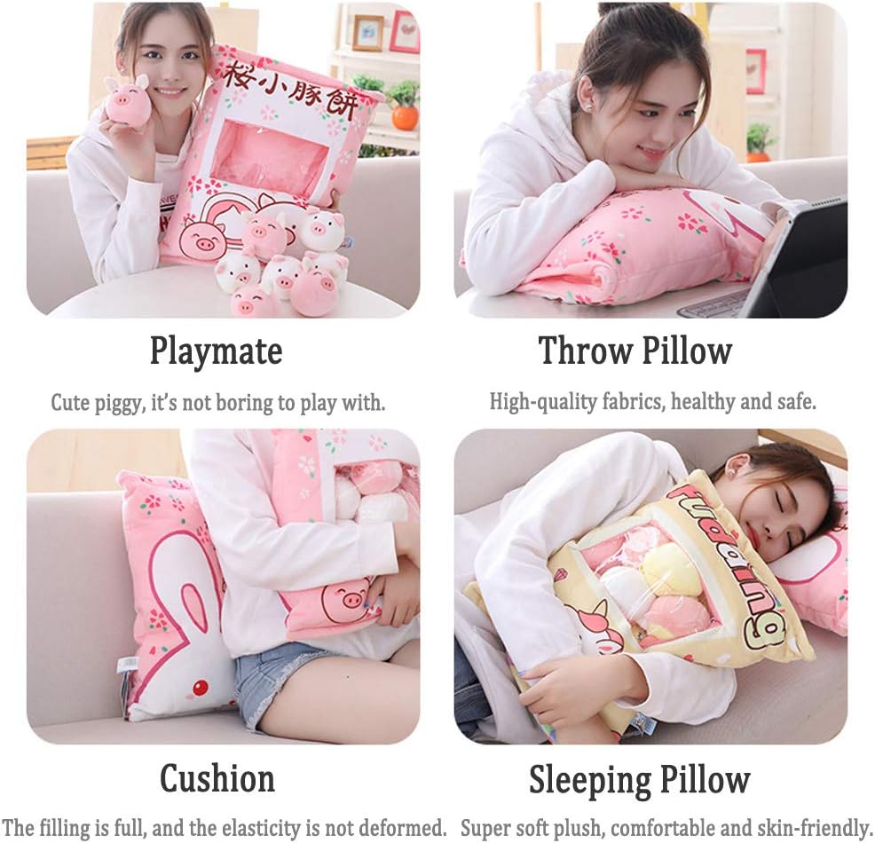 REFAHB Cute Throw Pillow with Fluffy Stuffed Pigs