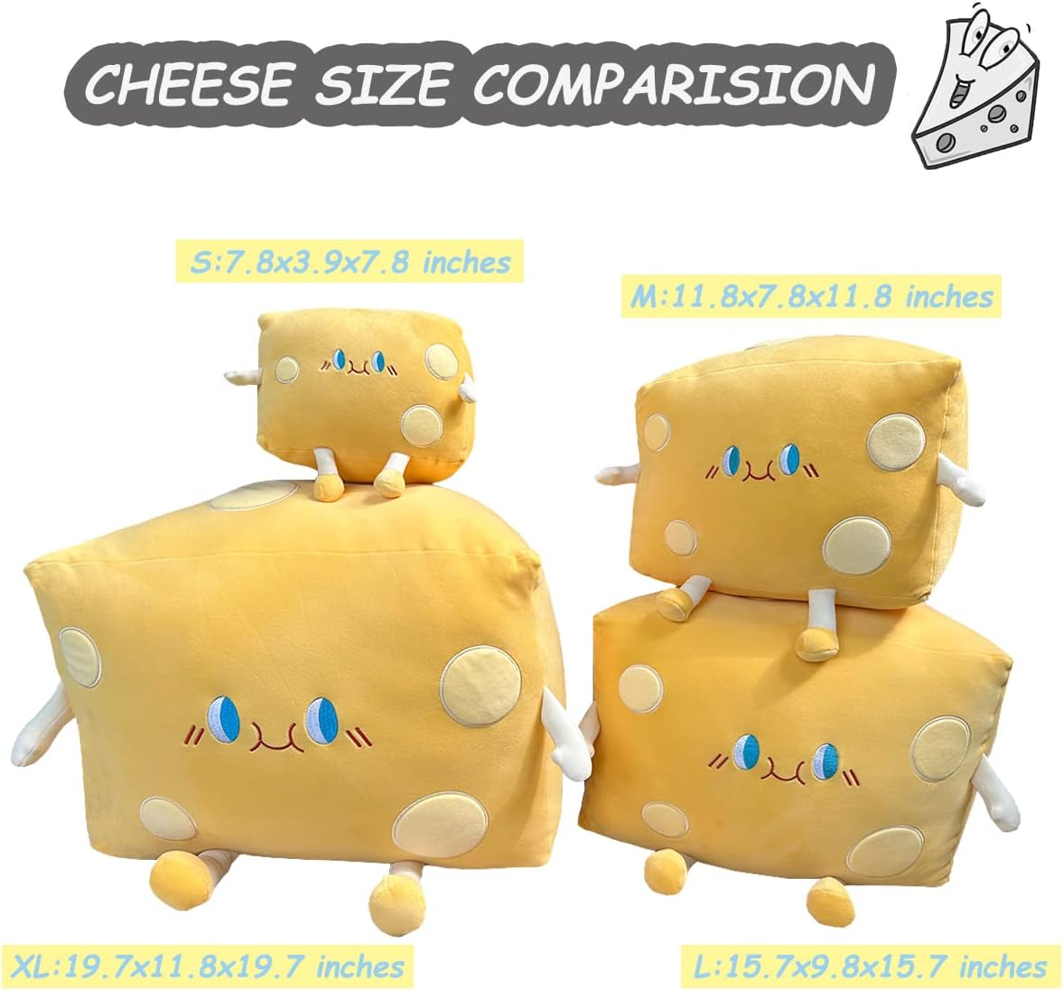 Cheese Stuffed Plush Pillow - Kids Toy for Home Decor