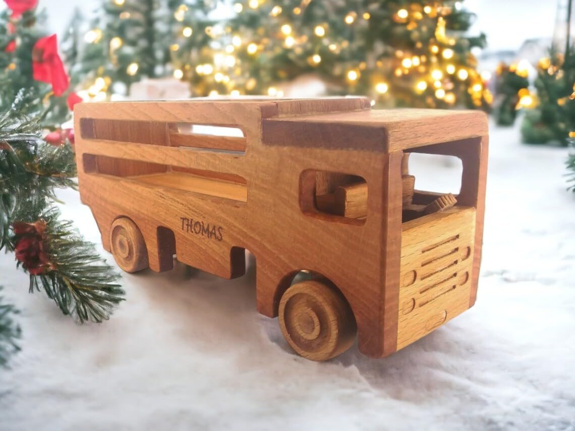 Personalized Wooden Truck Toy for 1-3 Year Old Boys