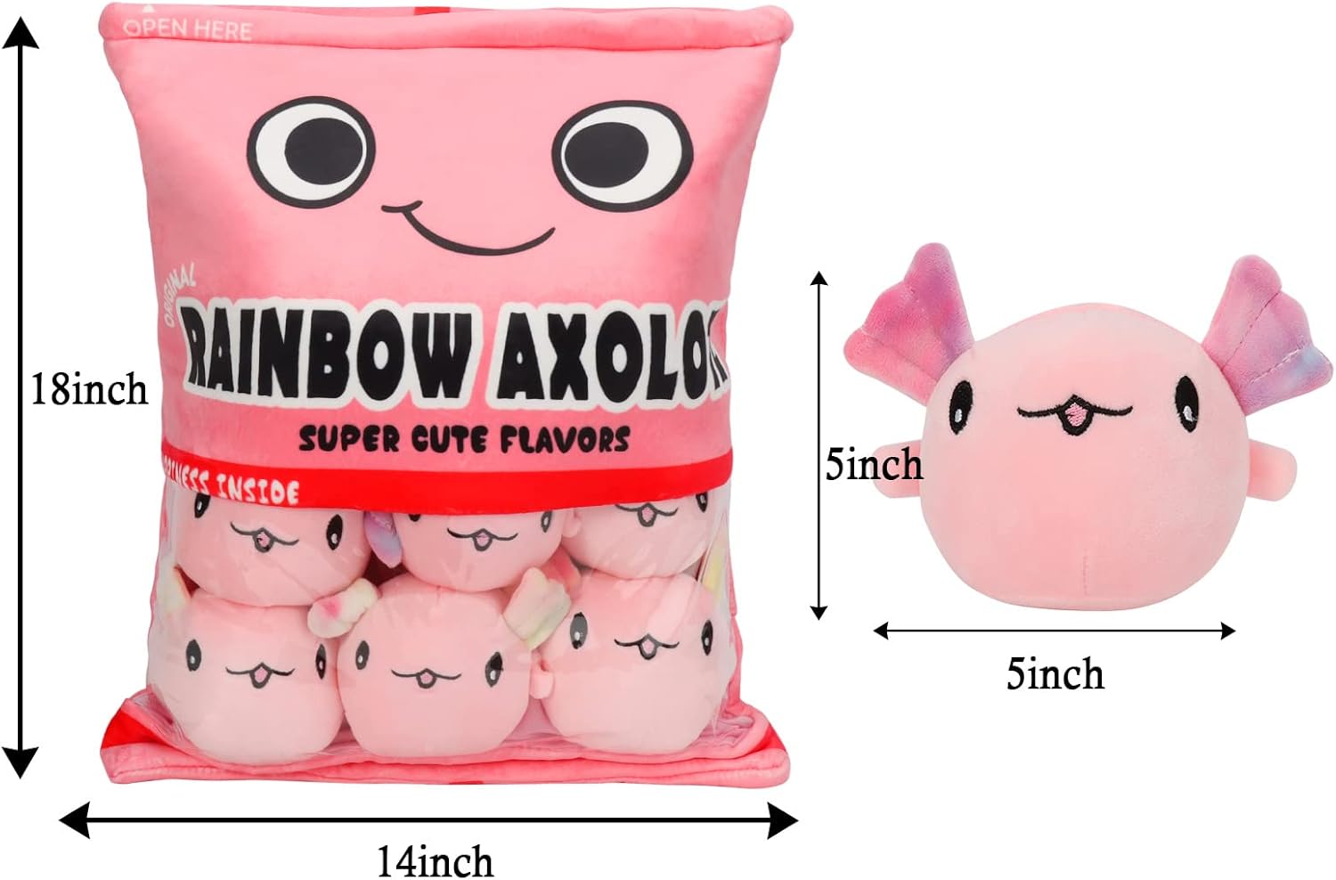 NUKBIL Axolotl Plush Pillow 6pcs Pink