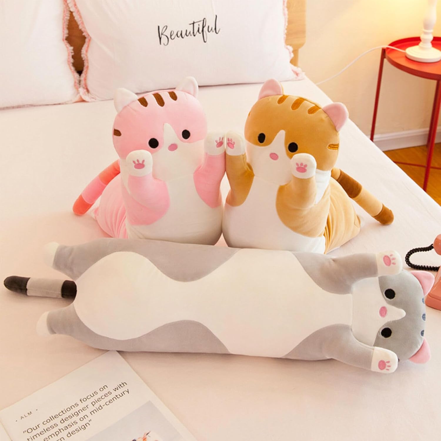 Somao Long Cat Plush Pillow Soft Hugging Pillow for Kids