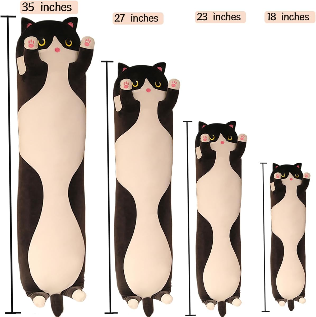 Werdast Black Cat Plush Pillow 18 Inches