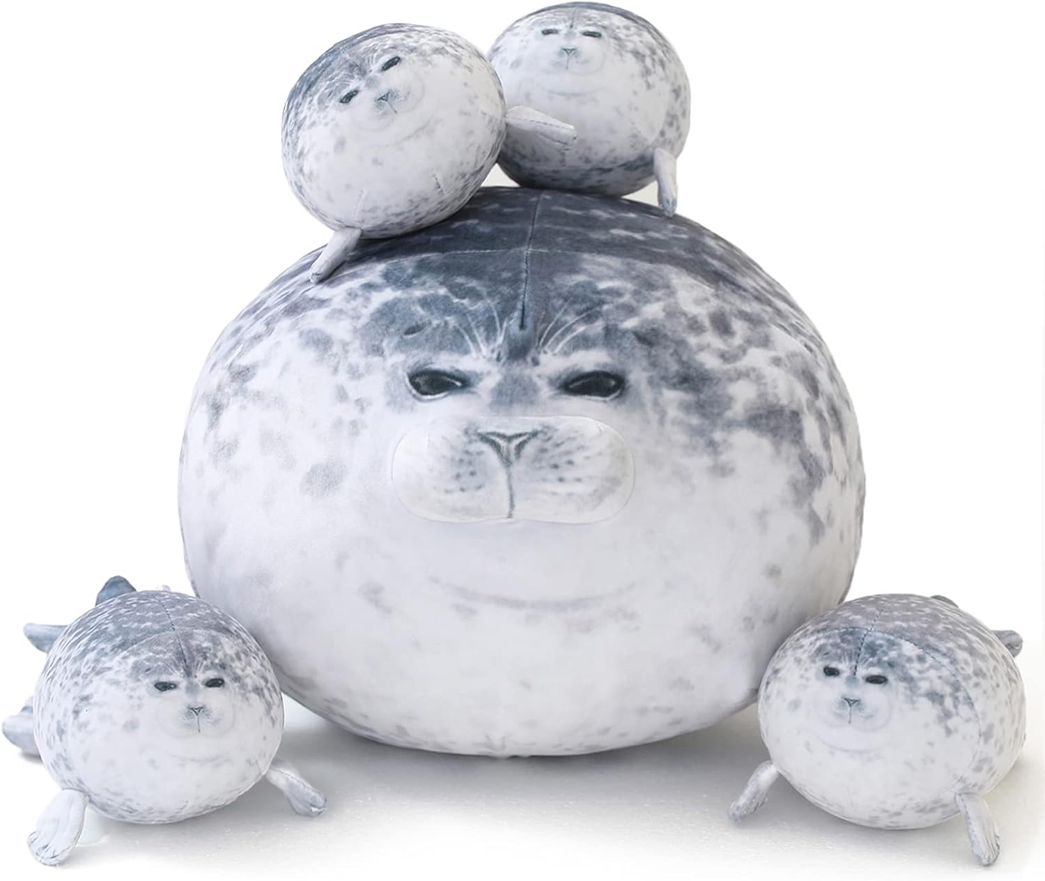 SQEQE Chubby Seal Pillow with 4 Baby Seal Plushies
