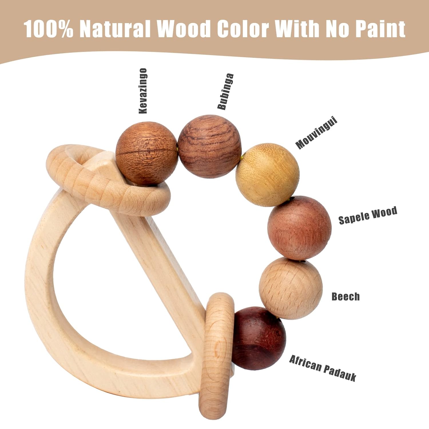Busy Edition Wooden Rattles for Newborns and Toddlers 0-12 Months