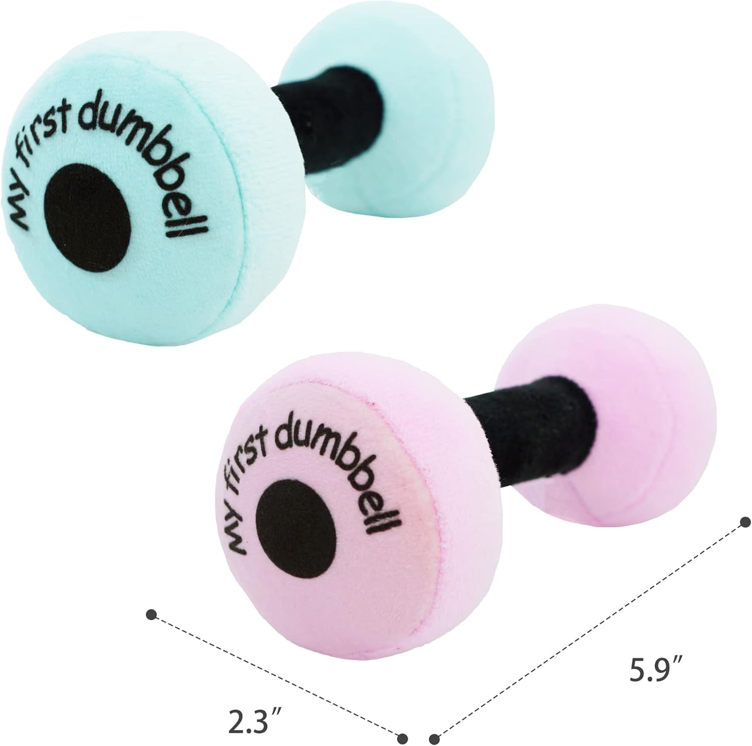 June Garden 6 Plush Baby Dumbbell Rattle Toy - Pink 1