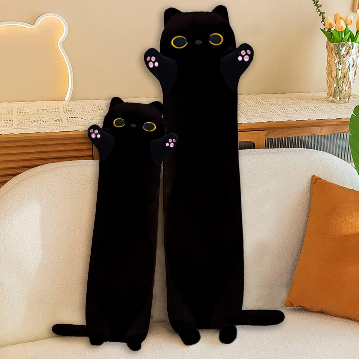 MDXMY Long Black Cat Plush Pillow - Comfortable Stuffed Animal