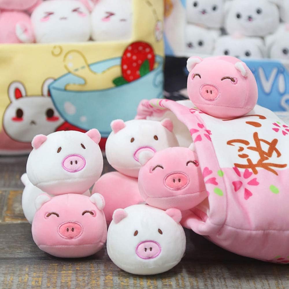 REFAHB Cute Throw Pillow with Fluffy Stuffed Pigs
