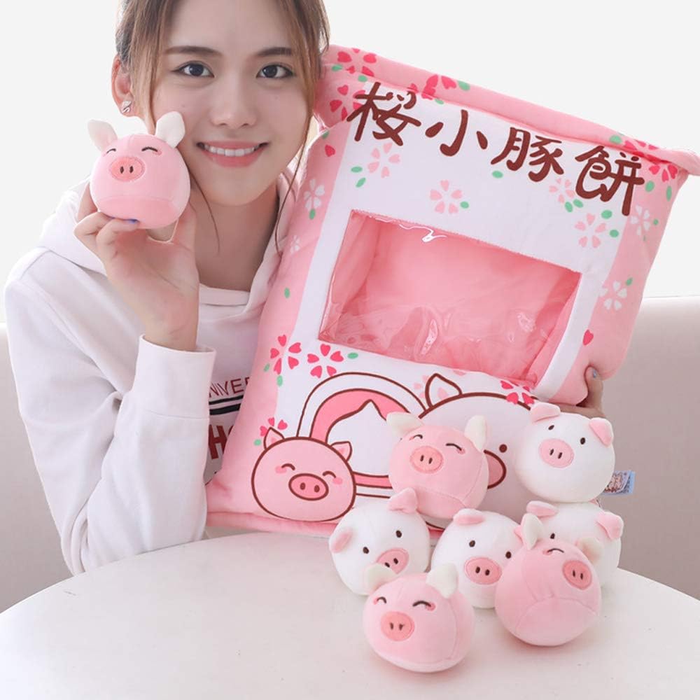REFAHB Cute Throw Pillow with Fluffy Stuffed Pigs