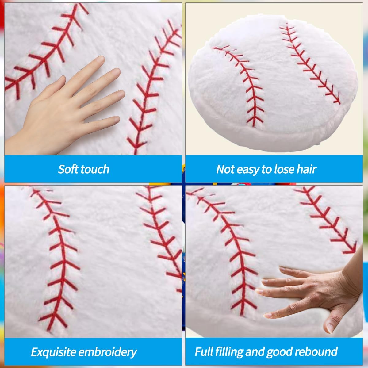 Baseball Plush Pillow - Fluffy Soft Throw Toy for Kids