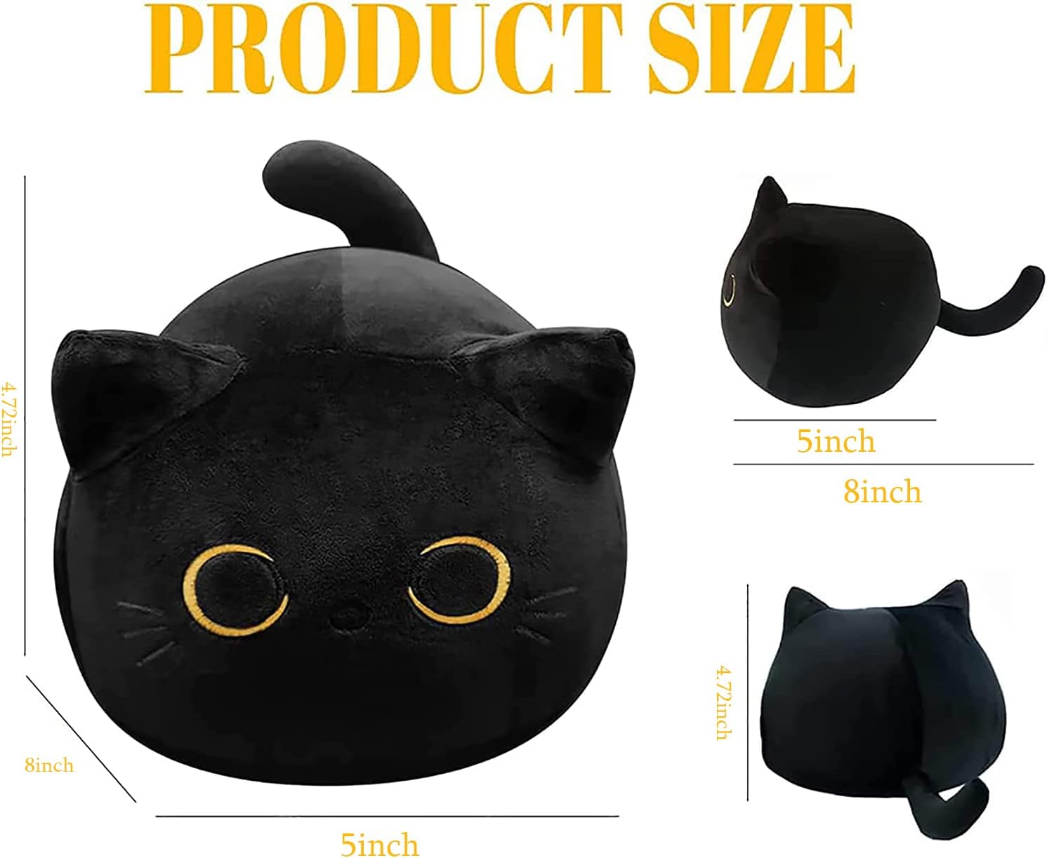 Soft Black Cat Plush Pillow - Kids Toy for Boys Girls