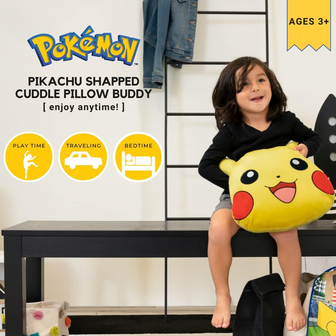 Pokemon Pikachu Plush Cuddle Pillow Buddy One Size Soft Fun