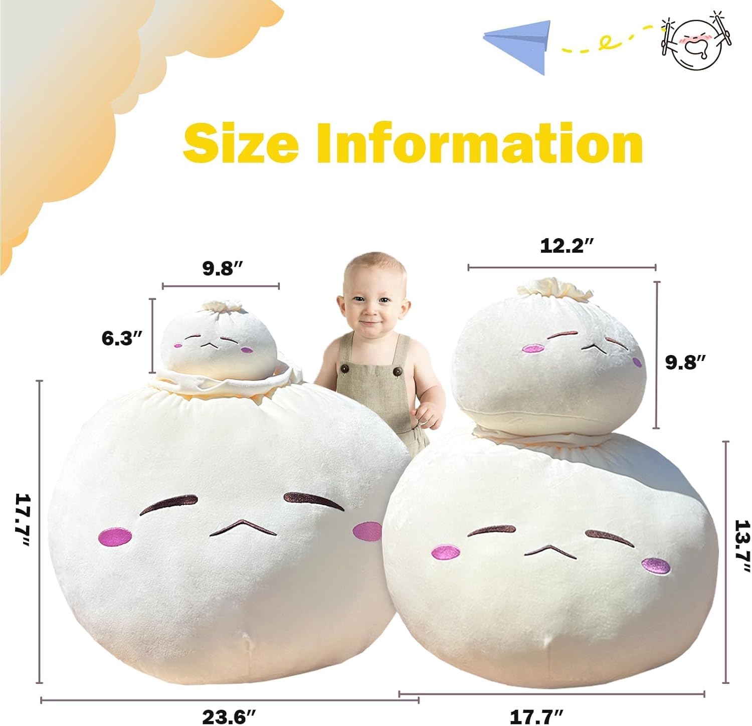 Yoholto Dumpling Plush Pillow Frown 63x122in