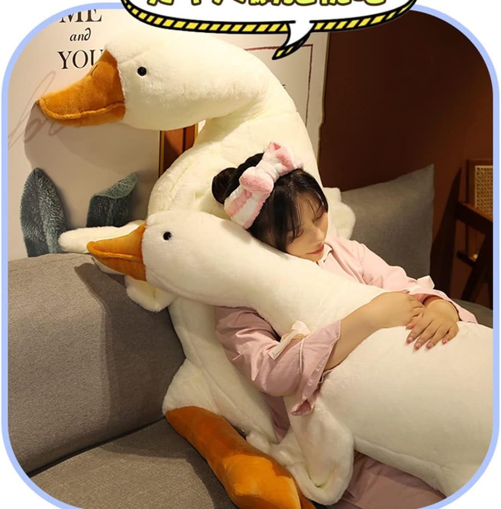 FANGYU Goose Plush Pillow Toy Big White Swan for Everyone