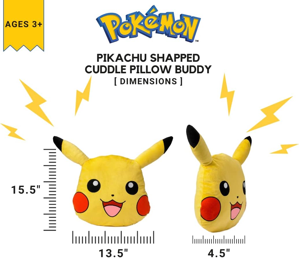 Pokemon Pikachu Plush Cuddle Pillow Buddy One Size Soft Fun