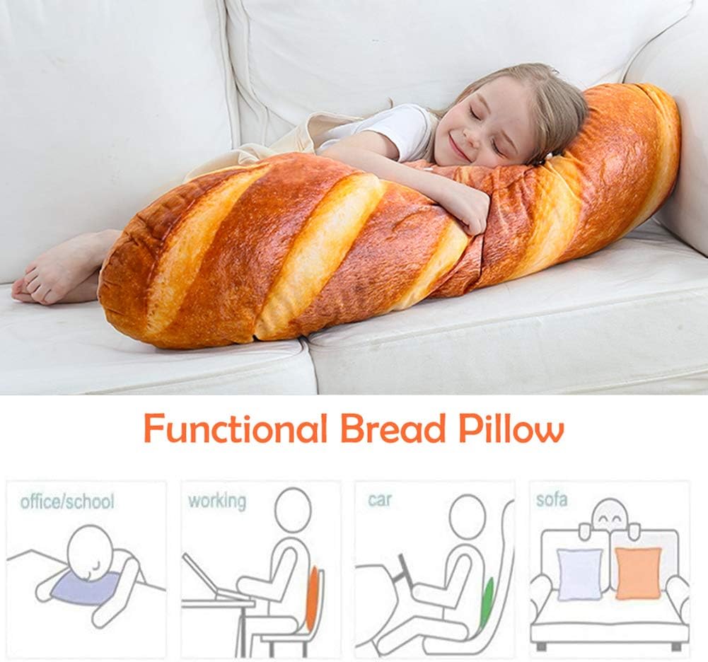 Wepop 40 in 3D Simulation Bread Shape Plush Pillow