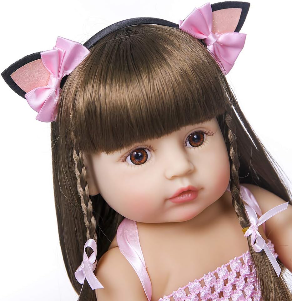 RXDOLL Reborn Baby Doll 22 Inches Waterproof with Pink Dress