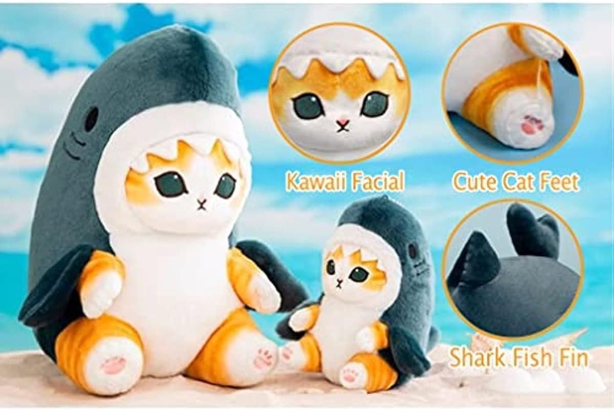 Cute Shark Cat Plush Toy 8 Birthday Gift