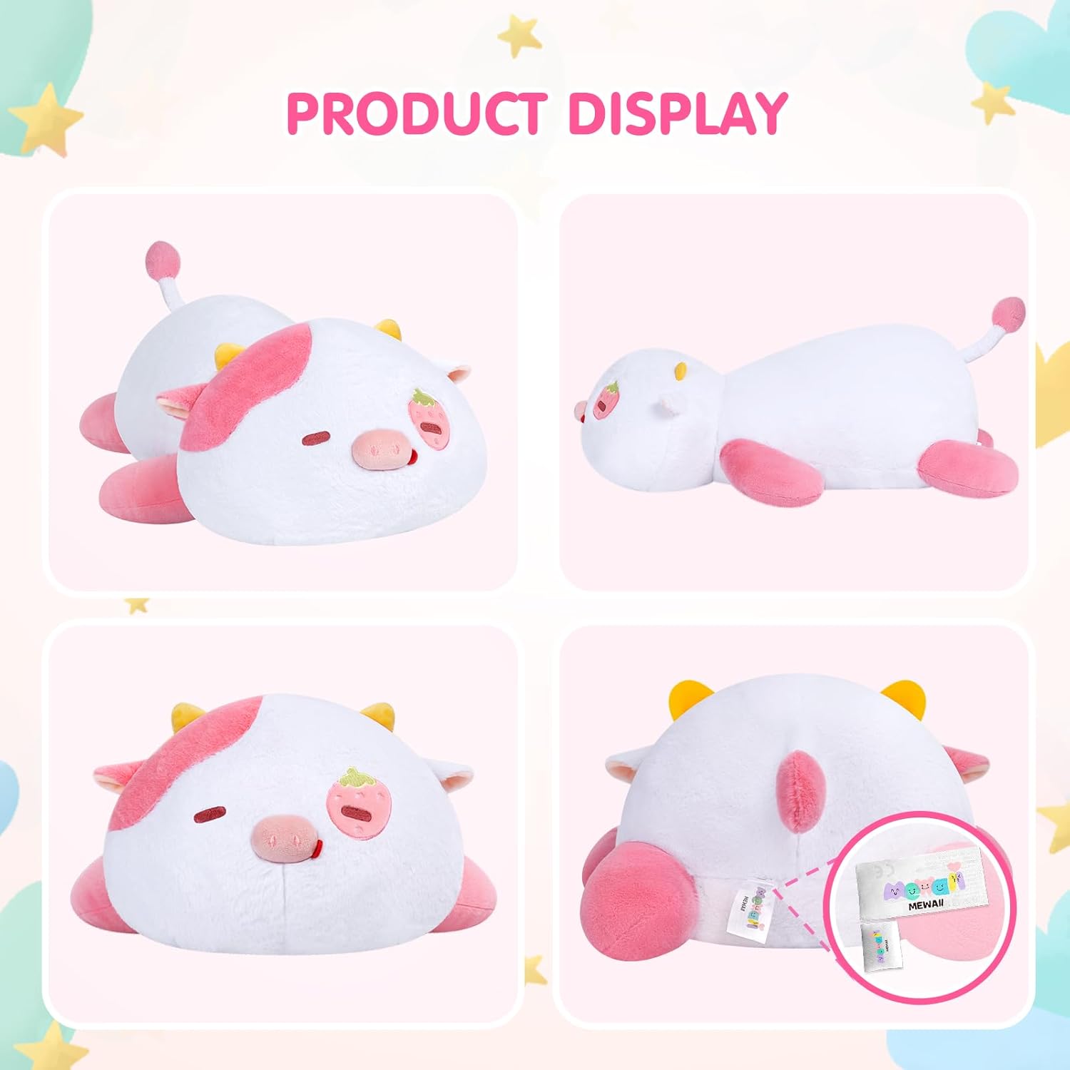 Mewaii Weighted Strawberry Cow Plush 40 Lbs