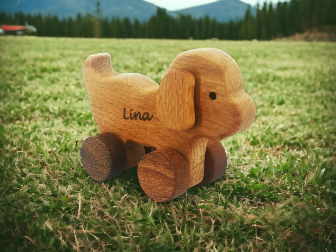 Personalized Wooden Dog Toy For Baby Boy